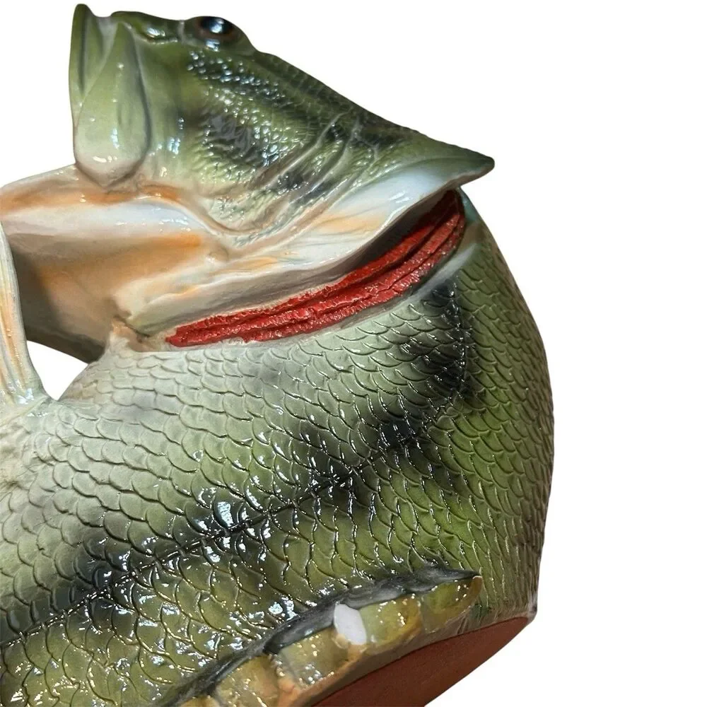 Bass Fish Wine Bottle Holder Decorative Kitchen Bar Display Rustic Gift